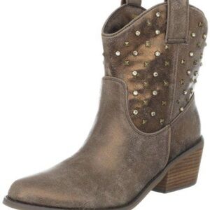 Gomax Cowboy-03X Studded Brown Western Ankle Boots – Size 8